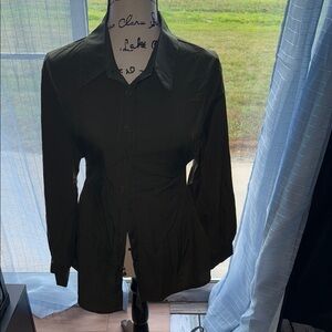 SHEIN Olive Green Button-Up Blouse